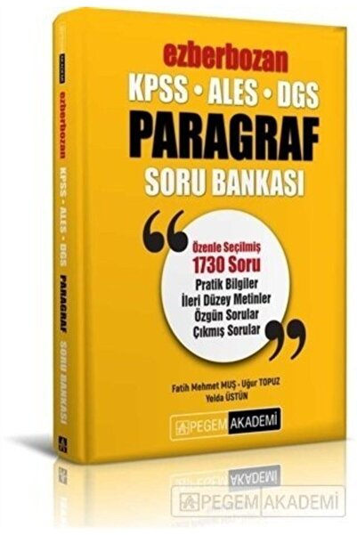 Pegem Akademi Yayıncılık 2022 Kpss Ales Dgs Ezberbozan Paragraf Soru Bankası