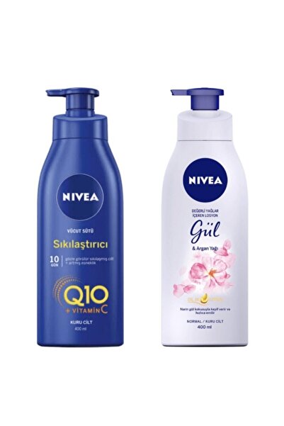 NIVEA Besleyici Sıkılaştırıcı Vücut Sütü 400 Ml + Gül Argan Yağı Vücut Losyonu 400 Ml