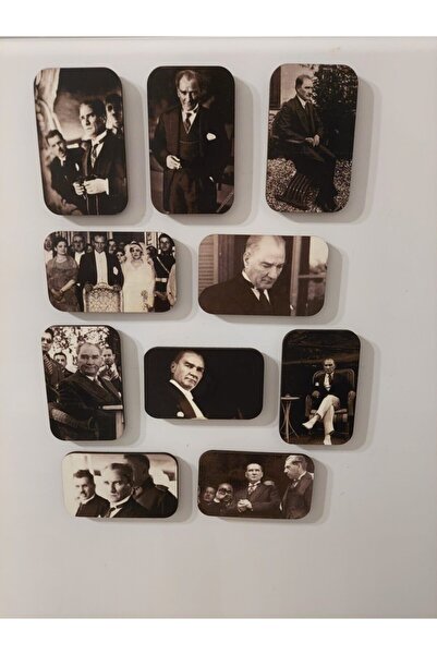 MyGifts Atatürk Resimli Buzdolabı Süsü Magnet 10 Adet