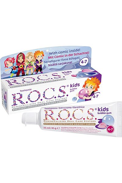 Rocs Baby Rocs Kids 4-7 Toothpaste with Bubble Gum Taste