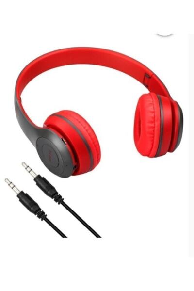 Genel Markalar Kırmızı P47 Bluetooth Kulaklık Wireless Kablosuz P47