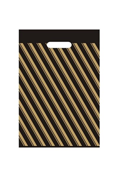 OĞUZ AMBALAJ Siyah Takviyeli Mağaza Poşeti Çizgili No: 5 50x60 Cm 500 Adet