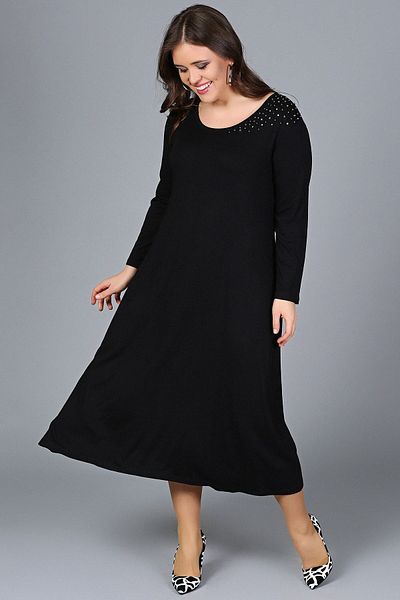 Gül Moda Γυναικείο φόρεμα με κέντημα μαύρη πέτρα