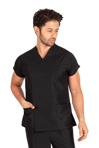 VEHBİ Men's Doctor Nurse Uniform Scrubs Lycra Stretch Fabric Hospital Duty Si...