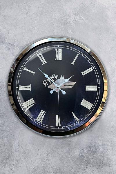Kasva Concept Gift Decorative 40 cm Chrome Metal Bozkurt Turkish Wall Clock