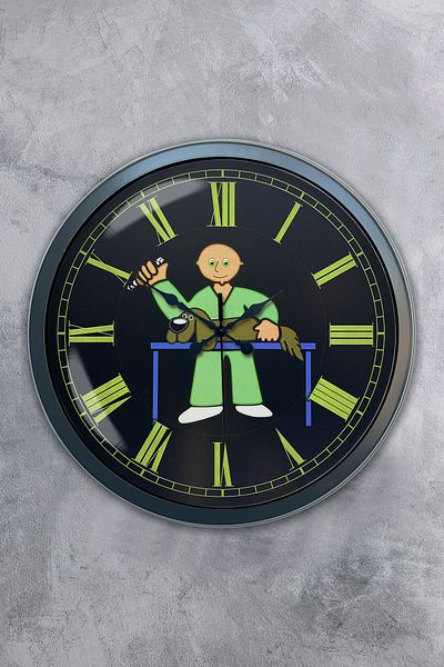 Kasva Concept Gift 40 Cm Black Metal Veterinary Wall Clock
