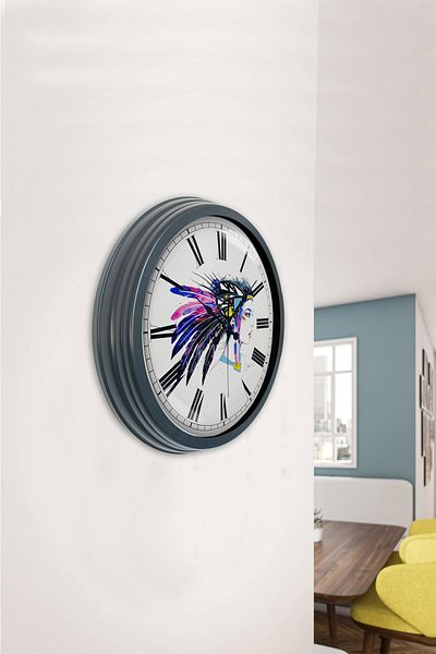 Kasva Concept Gift 40 cm Black Metal Art Work Wall Clock