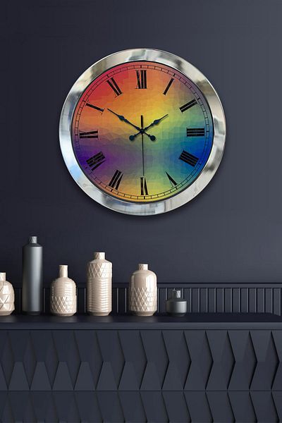 Kasva Concept Gift 36 Cm Chrome Metal Color World Wall Clock