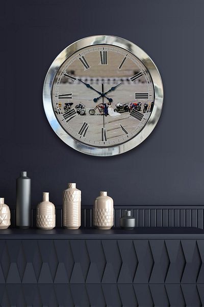 Kasva Concept 36 cm Chrome Metal Bride Groom Wall Clock