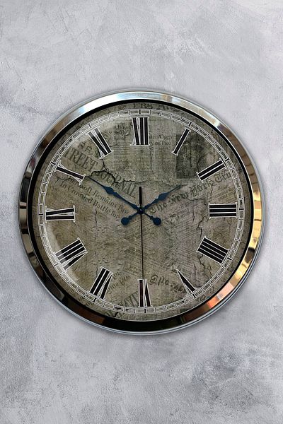 Kasva Concept Cadou 40 Cm Crom Metal Pământ Ceas de Perete