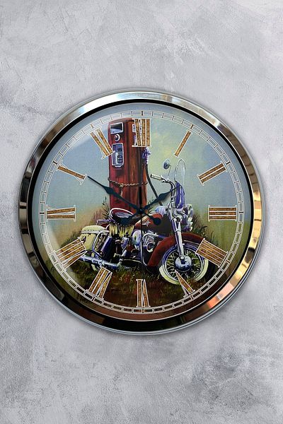 Kasva Concept Cadou 40 Cm Ceas de Perete Motocicletă Metal Cromat