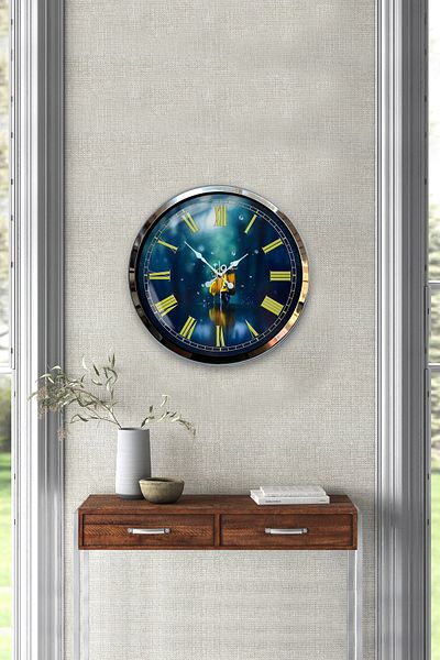 Kasva Concept Gift 40 cm Chrome Metal Motor Wall Clock