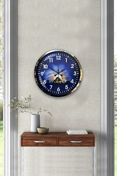 Kasva Concept Gift 40 cm Chrome Metal Islamic Wall Clock