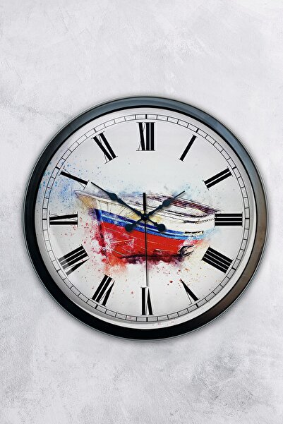 AİB STORE ساعة حائط قوارب الكاياك المعدنية 40 سم أسود اللون أسود اللون