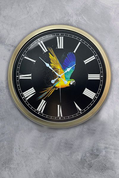 Kasva Concept Gift 40 cm Antique Metal Parrot Wall Clock