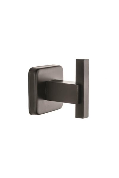 EYM Kare Serisi Paslanmaz Mat Siyah Tekli Banyo Askı Bornozluk