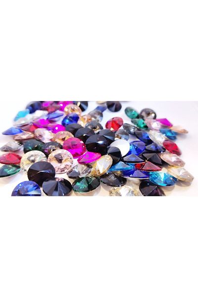 yiğit aksesuar 16 Mm Rivoli Glass Stone Mixed Package 50 Pieces
