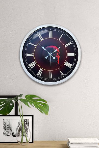 Kasva Concept Gift 40 cm White Metal Skull Wall Clock