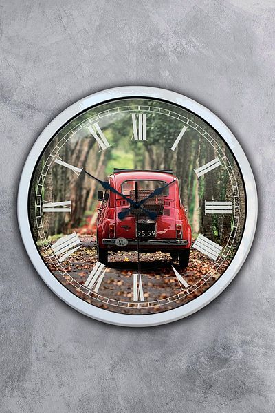 Kasva Concept Gift 40 cm White Metal Fiat 500 Wall Clock