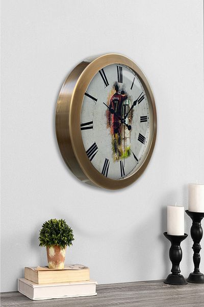 Kasva Concept 36 cm Tumbled Metal Ronaldo Messi Wall Clock