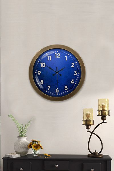 Kasva Concept 36 cm Antique Metal Blue Wall Clock
