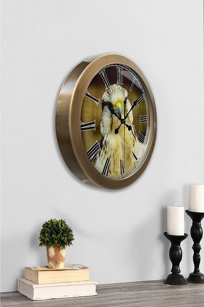 Kasva Concept Gift 36 cm Antique Metal Eagle Wall Clock