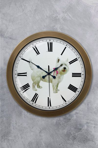 Kasva Concept Gift 36 Cm Tumbled Metal Dog Wall Clock