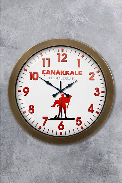 Kasva Concept 36 cm Antique Metal Canakkale Memorial Wall Clock
