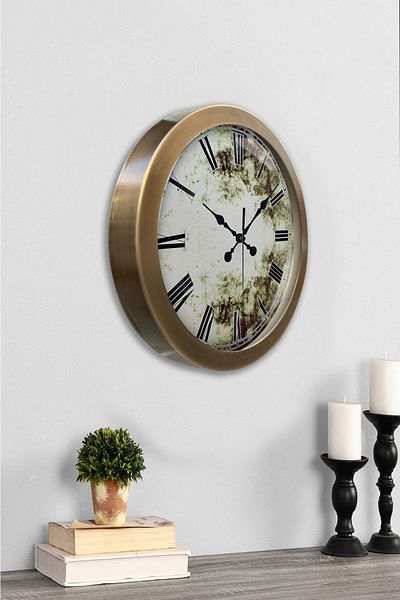 Kasva Concept Gift 36 cm Antique Metal Antique Roman Wall Clock