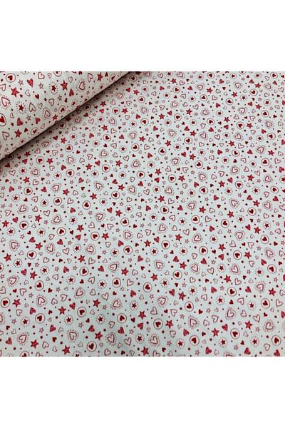 daisy star 170 cm wide star and heart patterned cotton poplin fabric