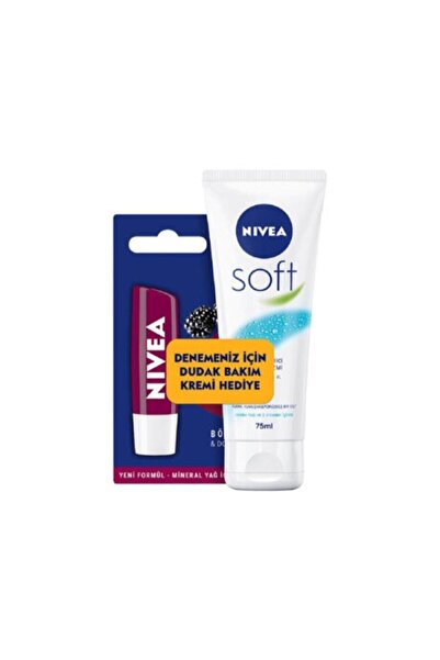 NIVEA Soft Krem 75ml+böğürtlenli Dudak Bakım Kremi(2'li Set)