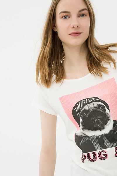 Koton Women's Ecru T-Shirt 6YAL11734JK