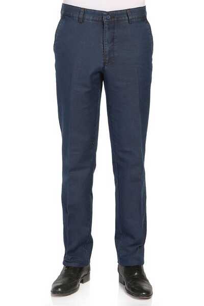 Varetta Men's Blue Lycra Thick Winter Pocketed Classic Cut Jeans