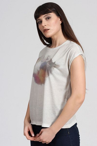 Seamoda Γυναικείο μπλουζάκι Rainbow Basic με στάμπα-μπεζ PRA-236846-544330