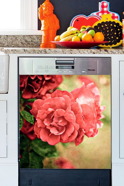Tilki Dünyası Blooming Pink Roses Dishwasher Door Sticker BLSK000040