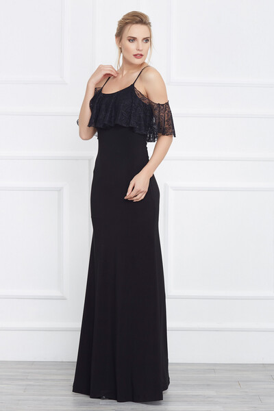 Laranor Women's Black Lace Detailed Evening Dress 17L6152