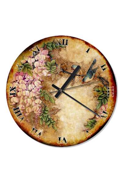 Generic Brand 30 cm Diameter Woodpecker and Flower Retro Wall Clock