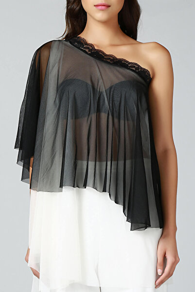 Quincey Women's Black-White Tulle Tunic BD2237