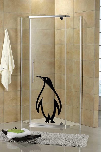 Tilki Dünyası Penguin Shower Cabin and Bathroom Sticker