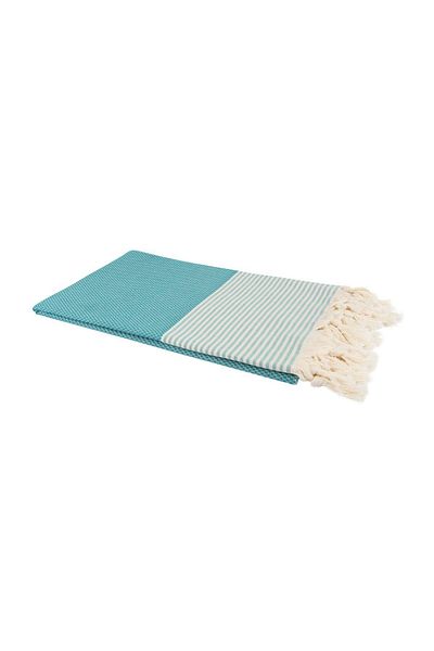 Bedinn Peshtemal Honeycomb Striped Crem-Oil Green Pst261