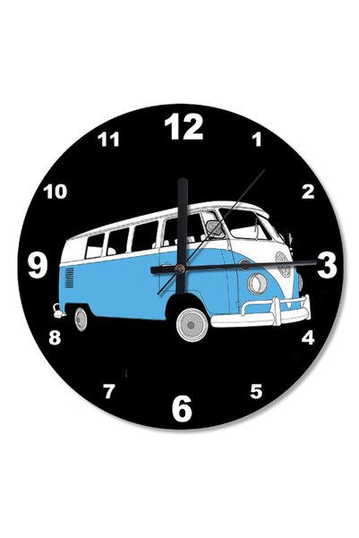 Cakatablo Diameter Volkswagen Minibus Wooden Wall Clock 30 cm
