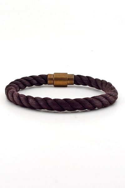 Solfera Men's Brown Rope Metal Yellow Clip Bracelet BT343