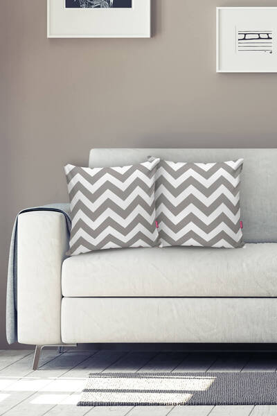 Realhomes Zİgzag Desenli Dijital Baskılı Dekoratif Yastık Kırlent Kılıfı