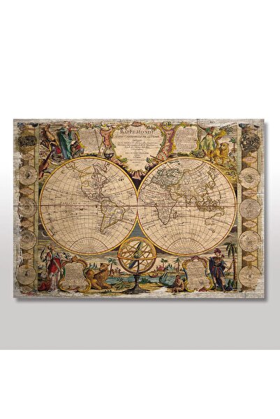 Cakatablo 35Cmx50Cm Wooden Painting Mythological World Map Visual