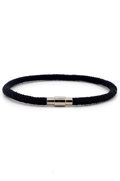 Solfera Men's Single Sira Thin Design Black Braid String Bracelet BT434