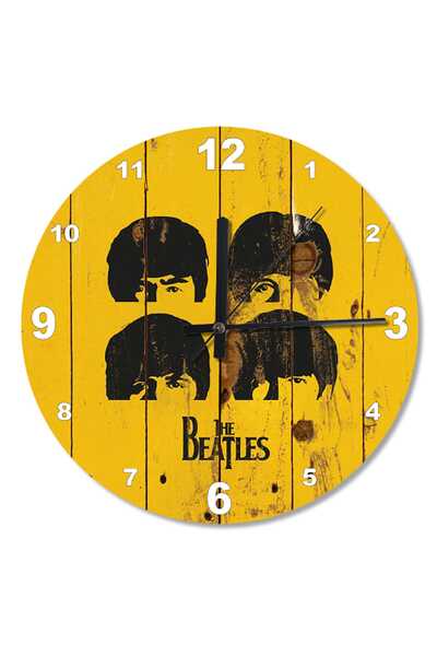 Generic Brand 30 cm Diameter the Beatles Wooden Wall Clock on Yellow Background