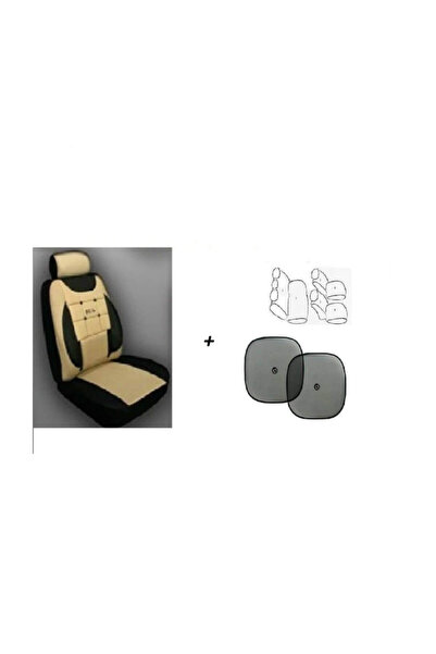 Şentürk Oto Koltuk Kılıfı Takımı Krem Siyah Renk - 2 li Yan Cam Perde Hediyel...