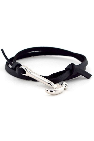 Solfera Men's Metal Hammer Black Color Original Leather Bracelet Bt556