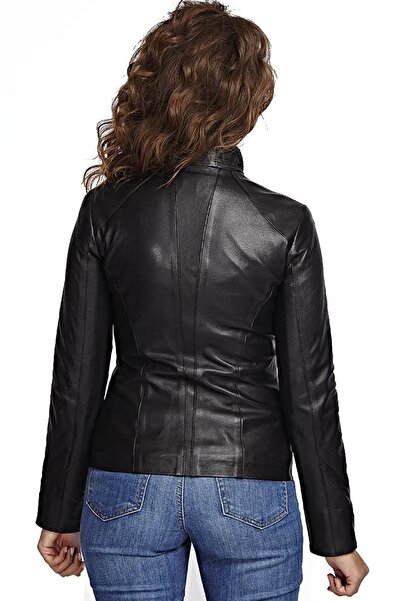Deriza Cinzia Black Genuine Leather Women's Jacket