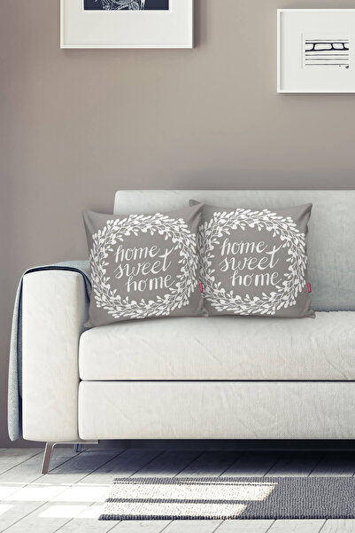 Realhomes Home Sweet Home Dijital Baskılı Dekoratif Yastık Kırlent Kılıfı